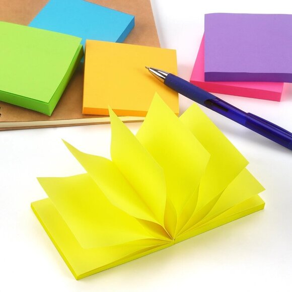 Pop Up Sticky Notes 3x3 inch Bright Colors Self-Stick Pads 12 Pack 1200 Sheets - Picture 6 of 8